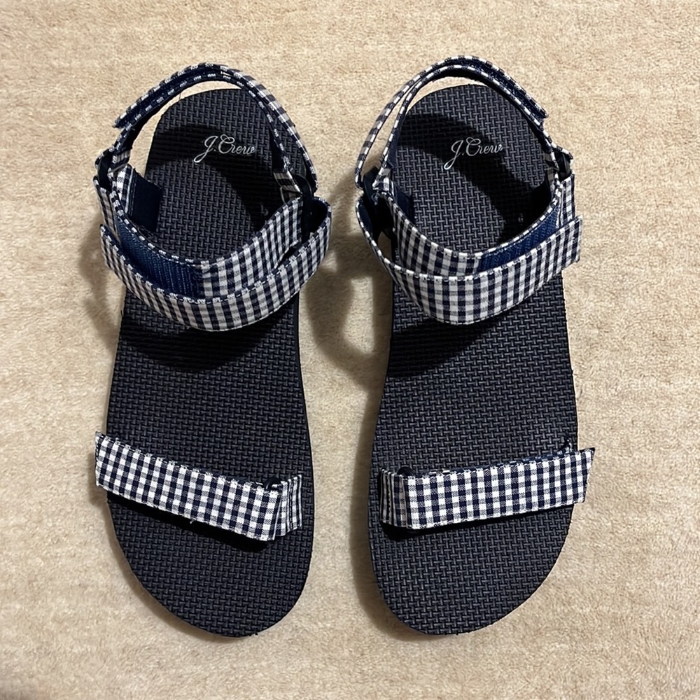 J Crew Gingham sandals platform shoes